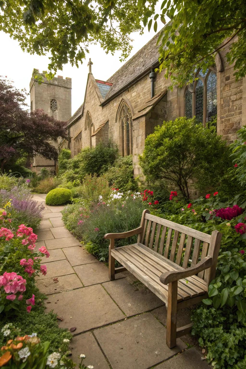 Comfortable seating areas offer tranquil spots for reflection and relaxation.