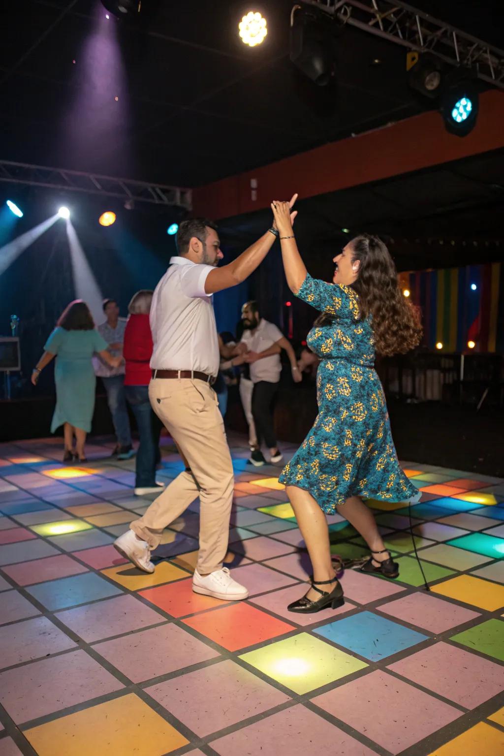 A lively salsa social space keeps the Cinco de Mayo event dynamic.