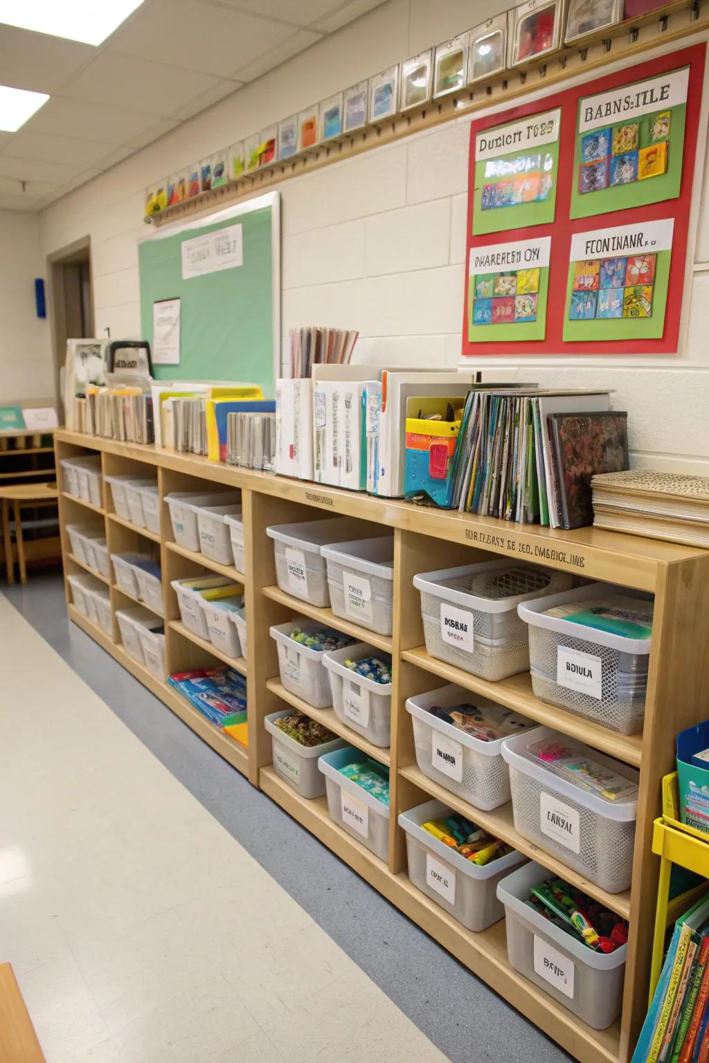 Efficient storage maintains order and ensures materials are always accessible.