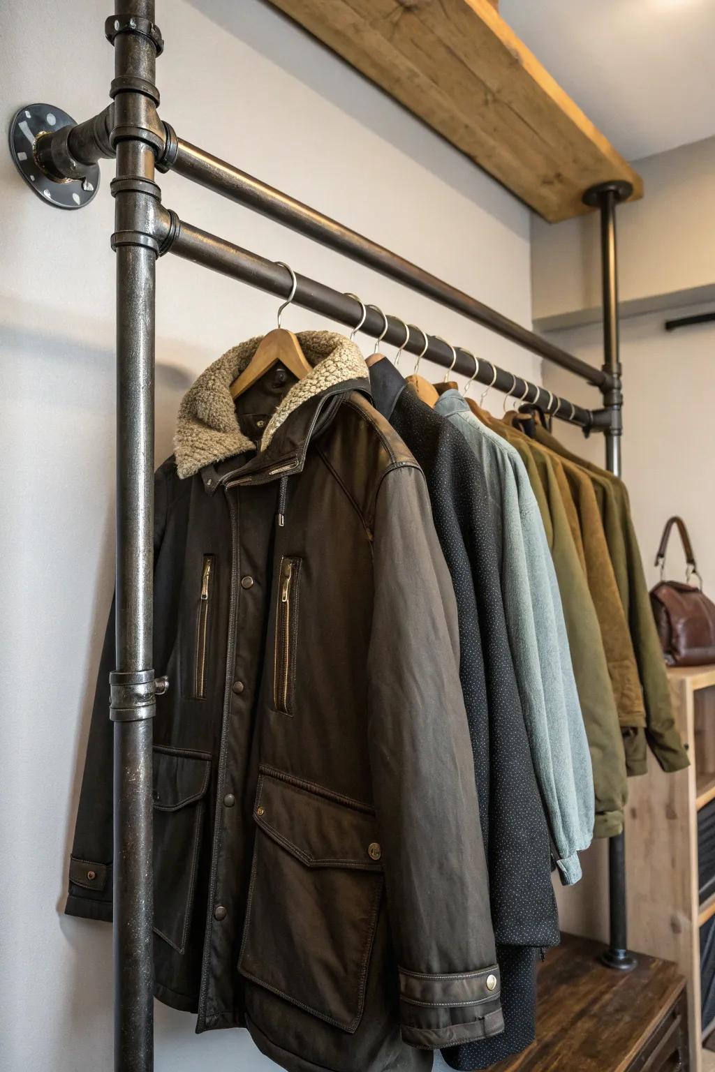 An industrial hint with functional steel pipe rods.