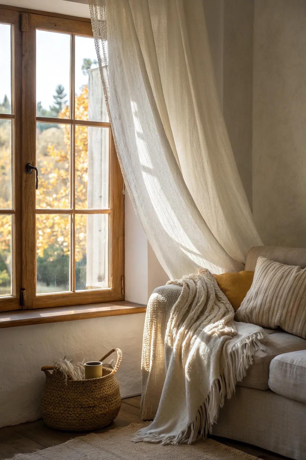 Bright, airy textiles create a relaxed coastal ambiance.