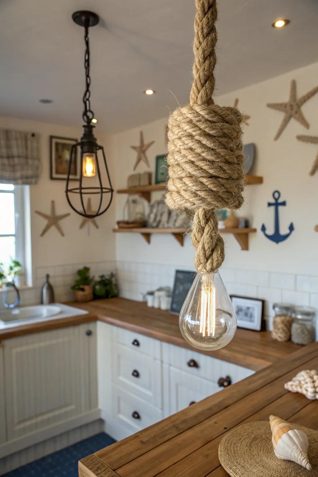 Rope fixtures bring a taste of seafaring adventures into your kitchen.