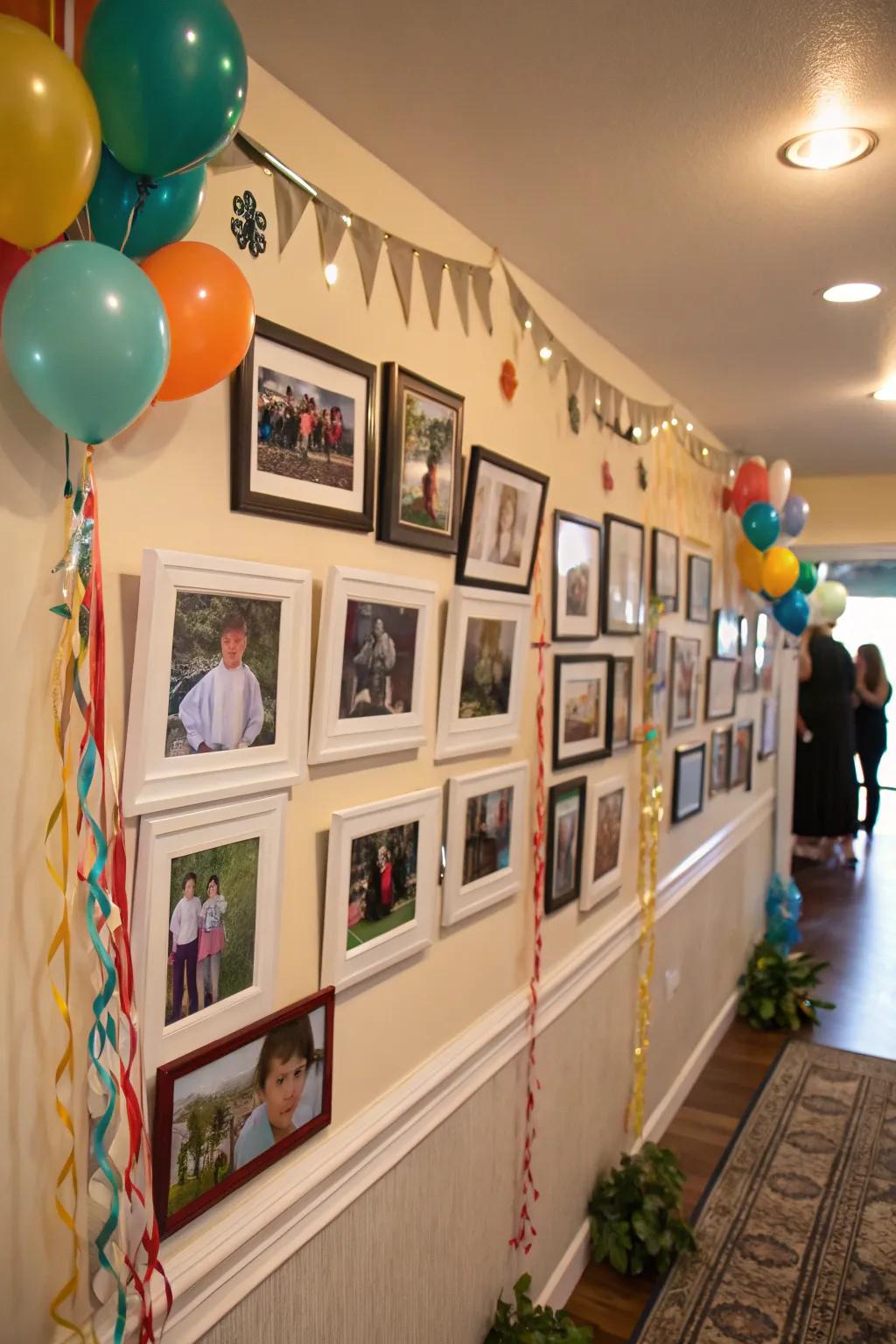 A photo display celebrating both academic and personal milestones.