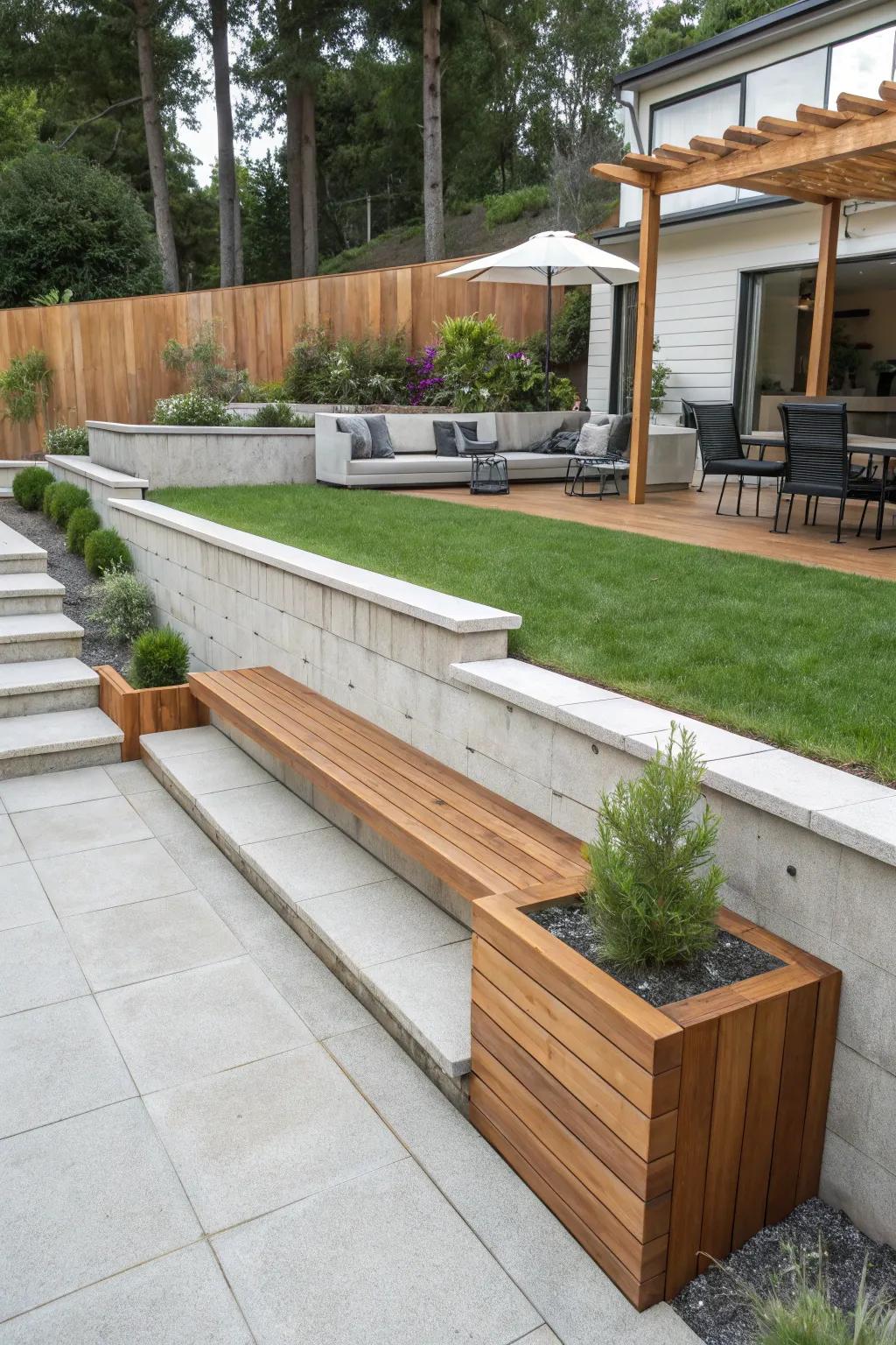 Blending elements yields a distinctive and remarkable retaining structure.