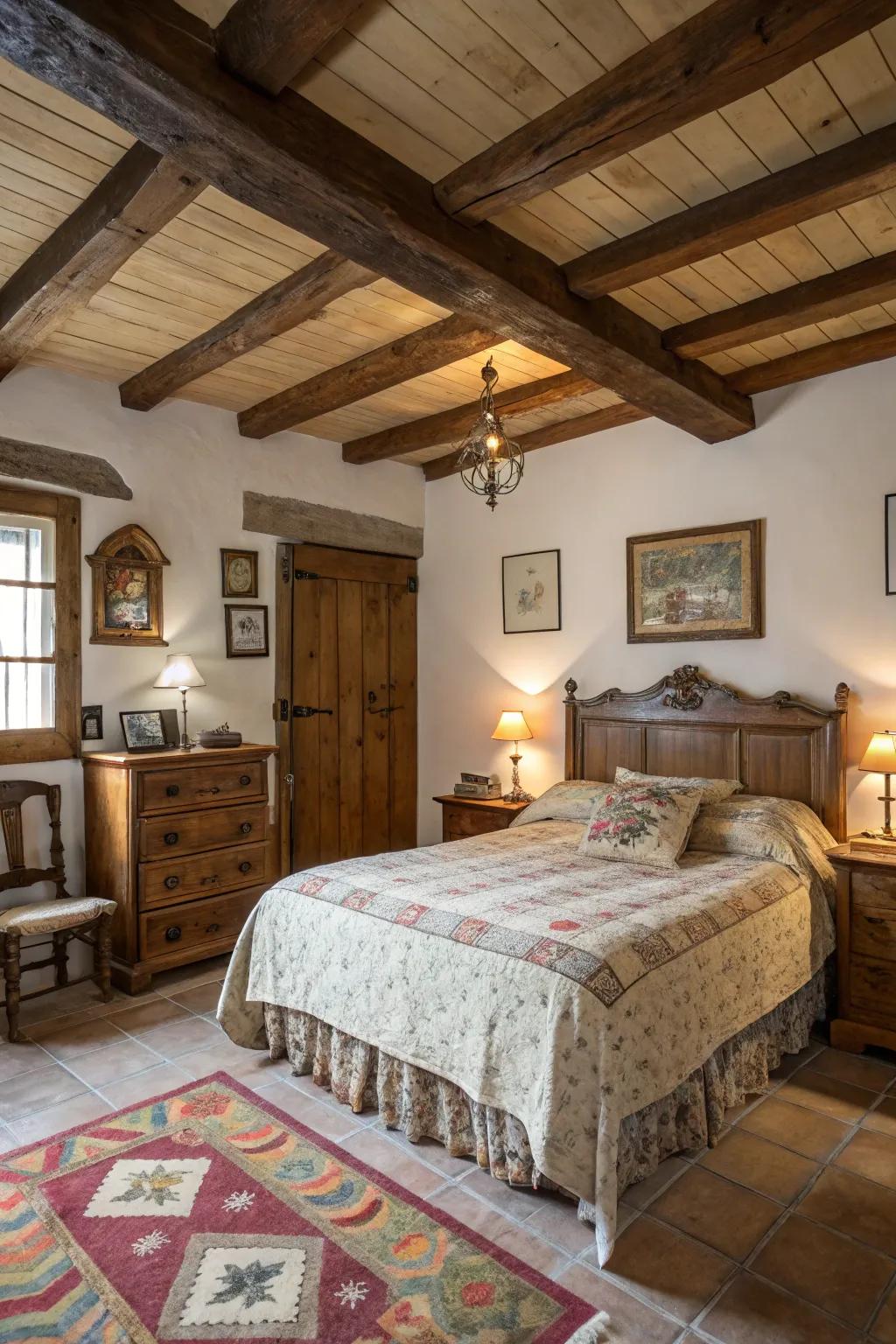 Country house appeal adds warmth and character to your bedroom.