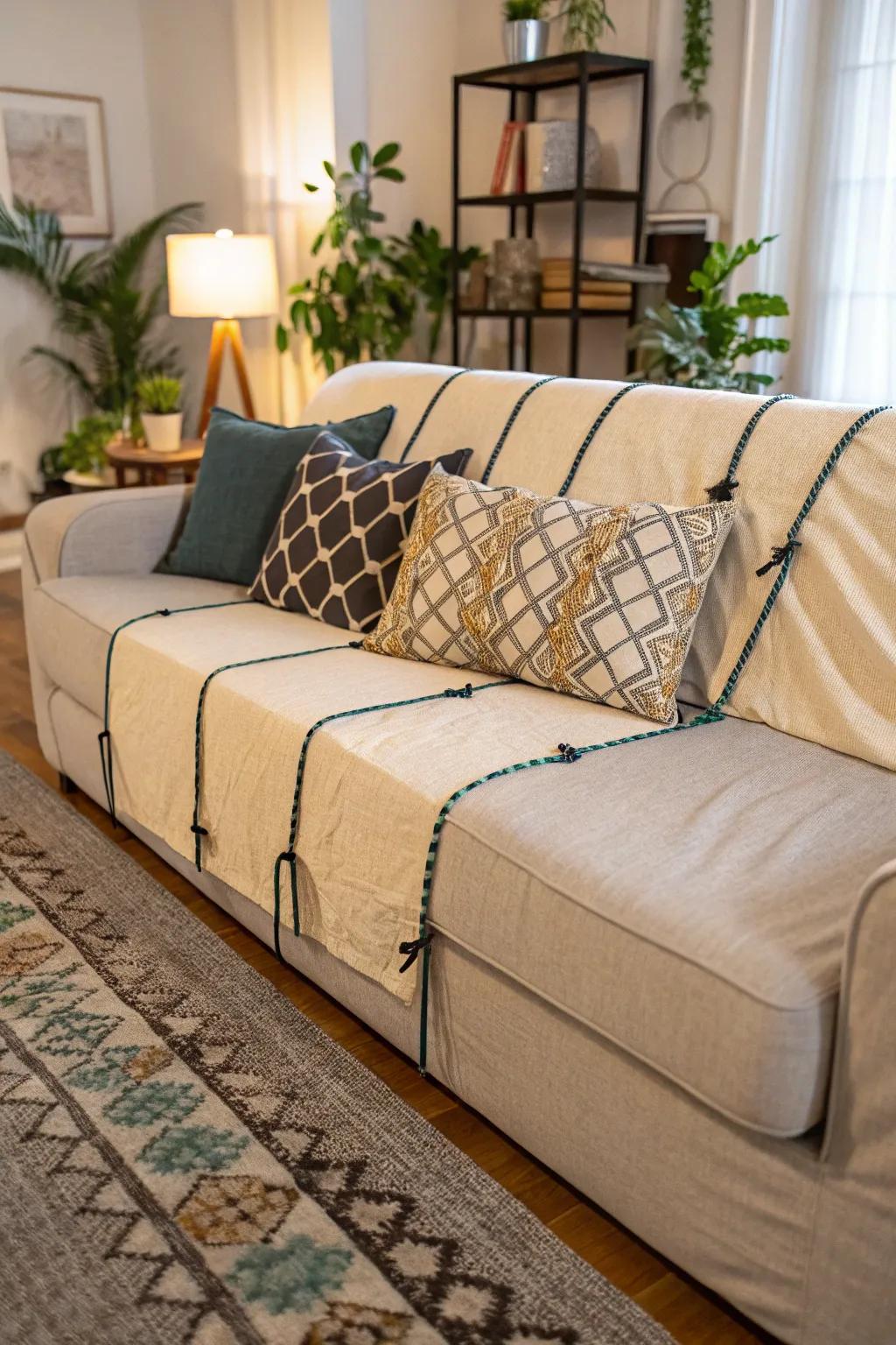 Wraps that don’t require sewing present a simple means to update your couch.