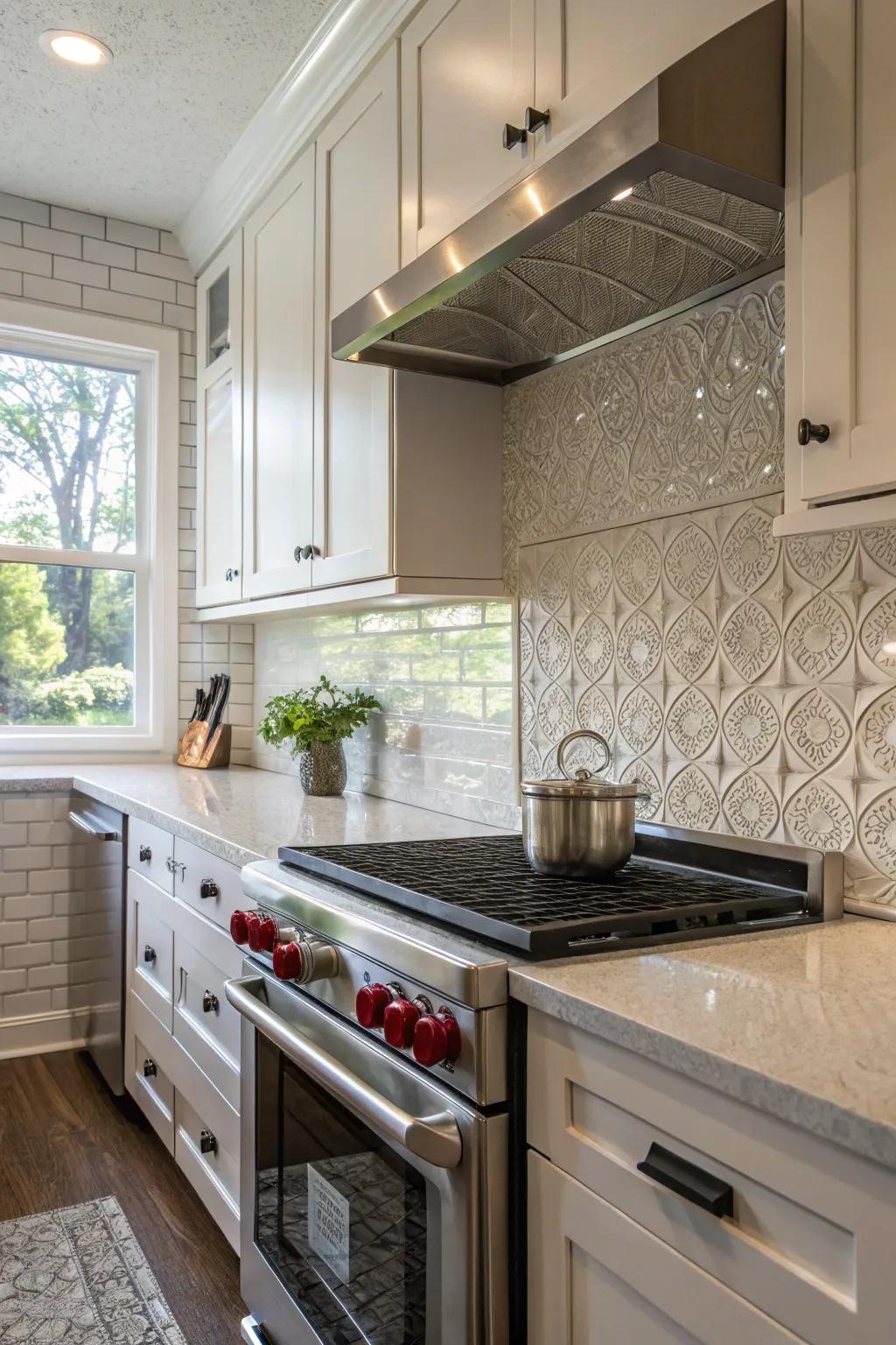 A range of textures incorporates depth and visual interest to kitchen designs.
