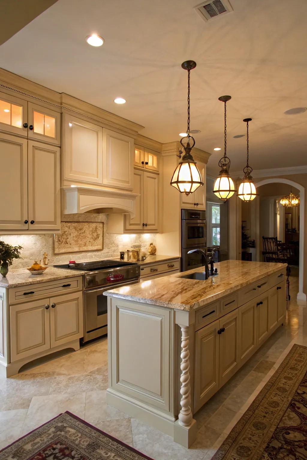 Inviting glow lighting generates a comfortable setting.