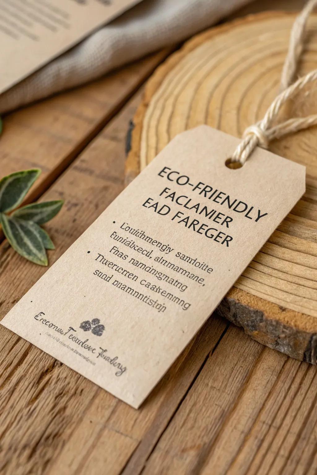 An earth-friendly tag made from reclaimed materials, perfect for sustainable brands.