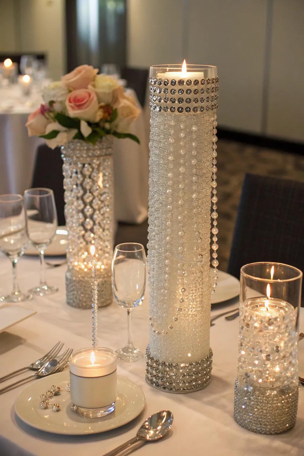 Gems and beads introduce a shimmer of glamour to your vessels.