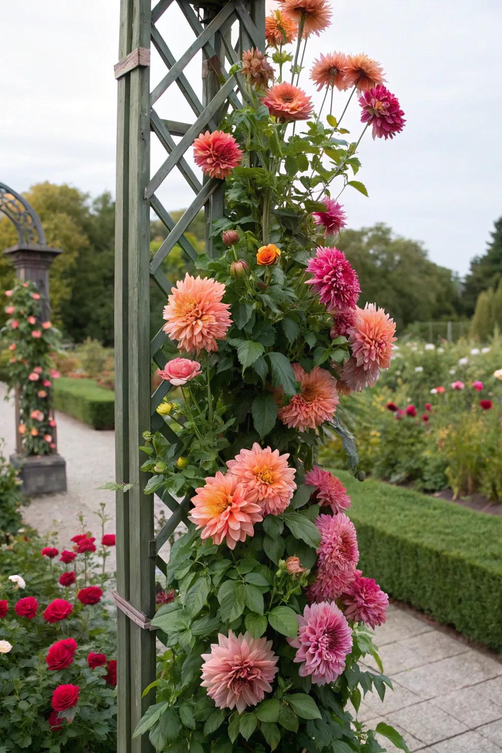 <strong>Radiant stars</strong> stretch upwards using a garden trellis.” loading=”lazy” class=”pimg”>
	</picture><figcaption><strong>Radiant stars</strong> stretch upwards using a garden trellis.</figcaption></figure>
<p>Maximize trellises or garden walls to display <strong>raised bed features</strong> of <strong>radiant stars</strong>. It’s not just an efficient use of limited area but delivers a breathtaking aesthetic impact that never fails to impress!</p>
<h3>Some handy options:</h3>
<ul class=