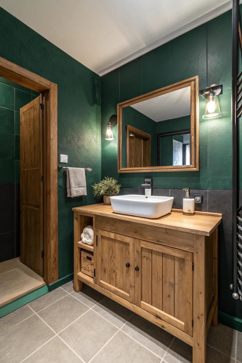 Timber details introduce warmth and texture.