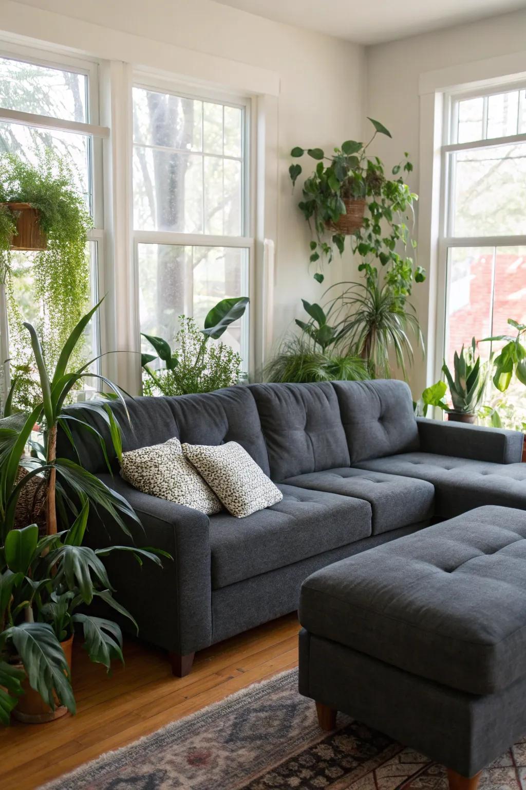 Greenery injects life into your living area.