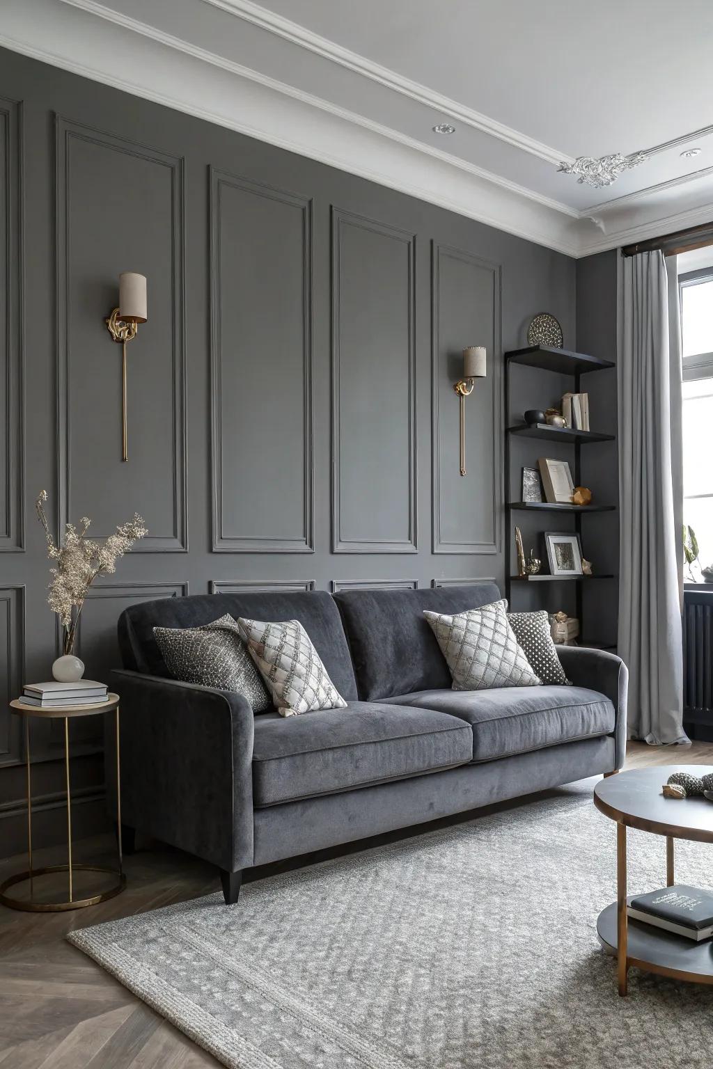 A monochromatic palette delivers sleek elegance and modern sophistication.