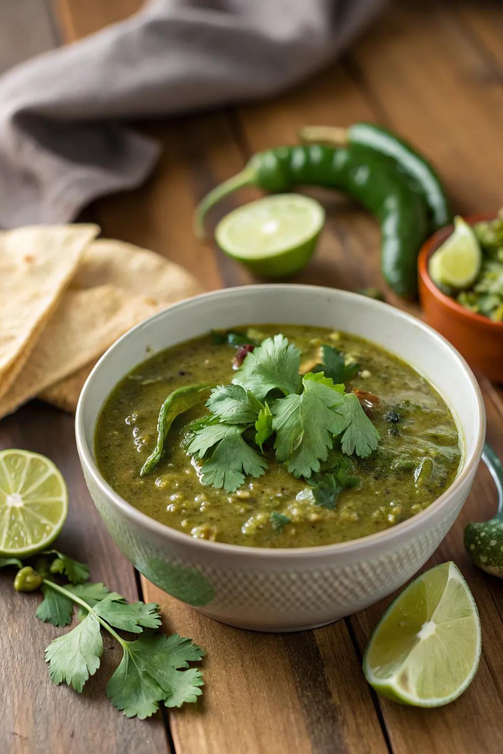 Spicy chili verde that's sure to add some warmth to your December dinners.