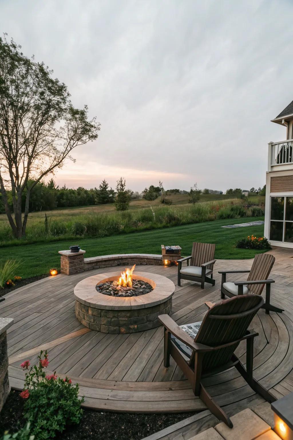Cultivate a comfortable setting with a circular seating layout surrounding your fire feature.