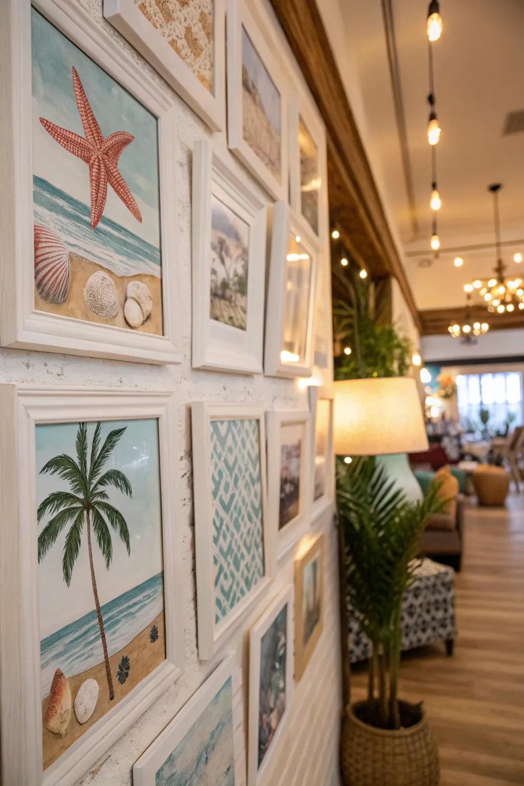 Themed frames add personality to a space with a cohesive aesthetic.