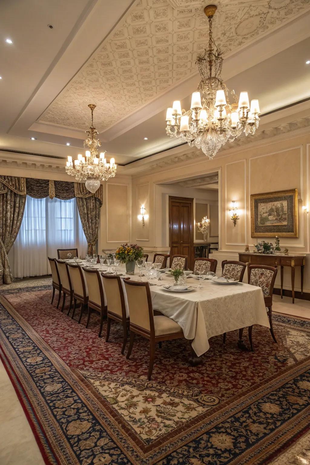 Incorporate timeless sophistication with a rug featuring a Persian pattern.