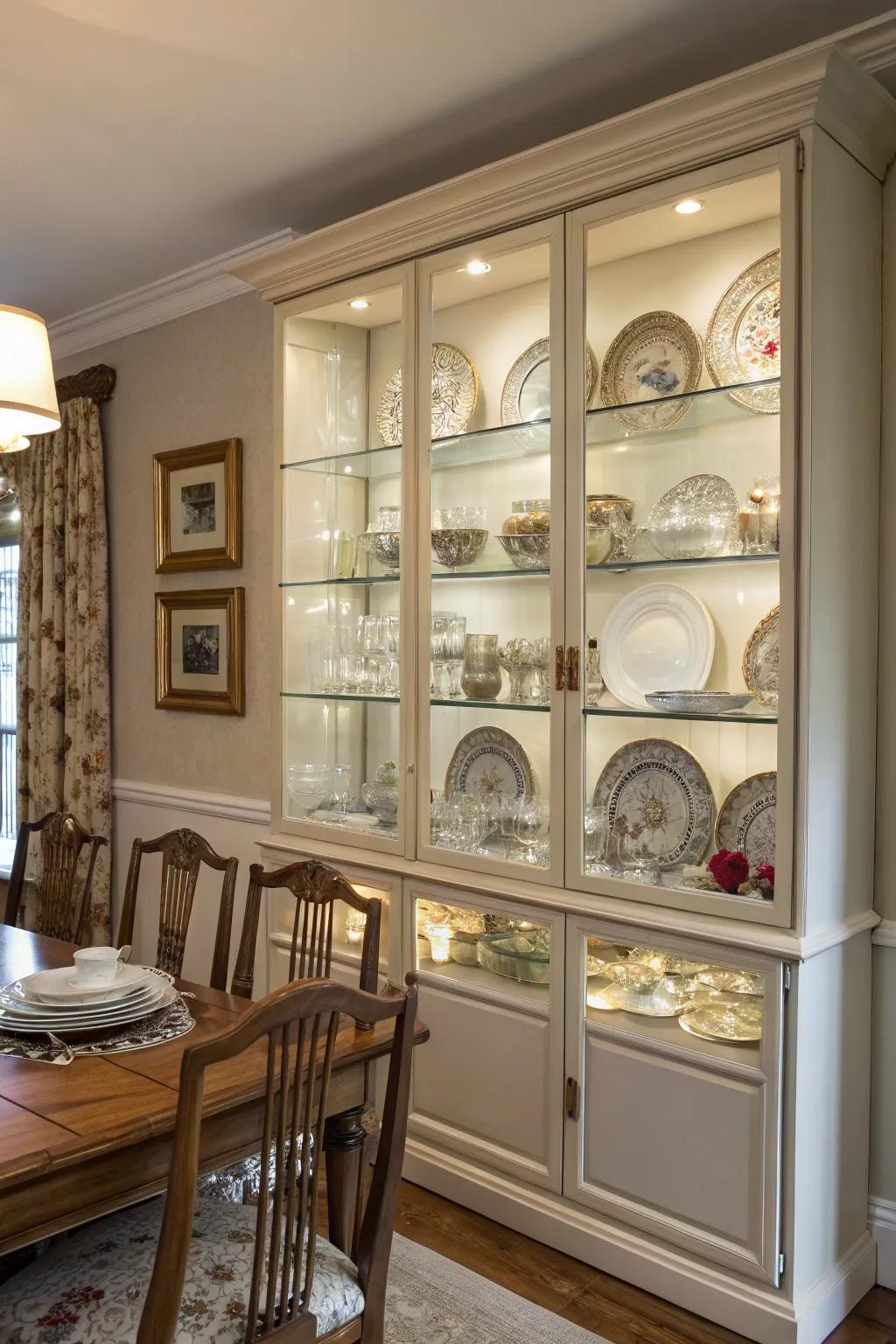 Display cabinets emphasize your most precious items, bestowing character upon your dining space.