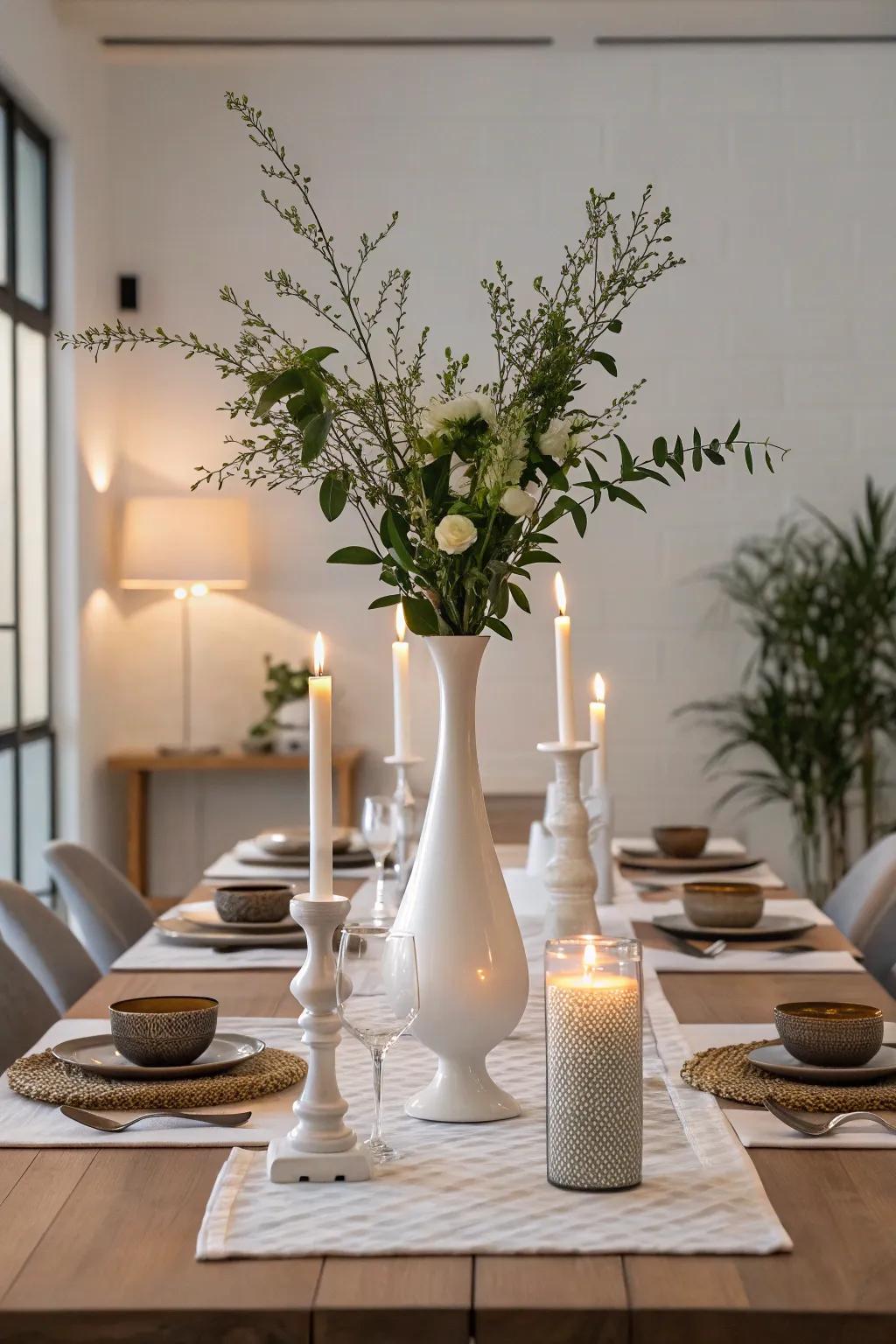 Symmetry imparts order and elegance to your dining table arrangement.