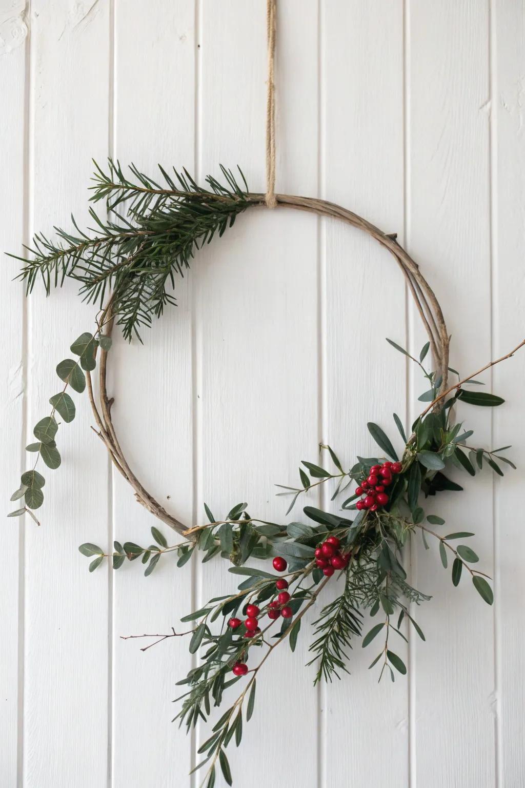 Embrace the splendor of simplicity with this minimalist Christmas wreath.