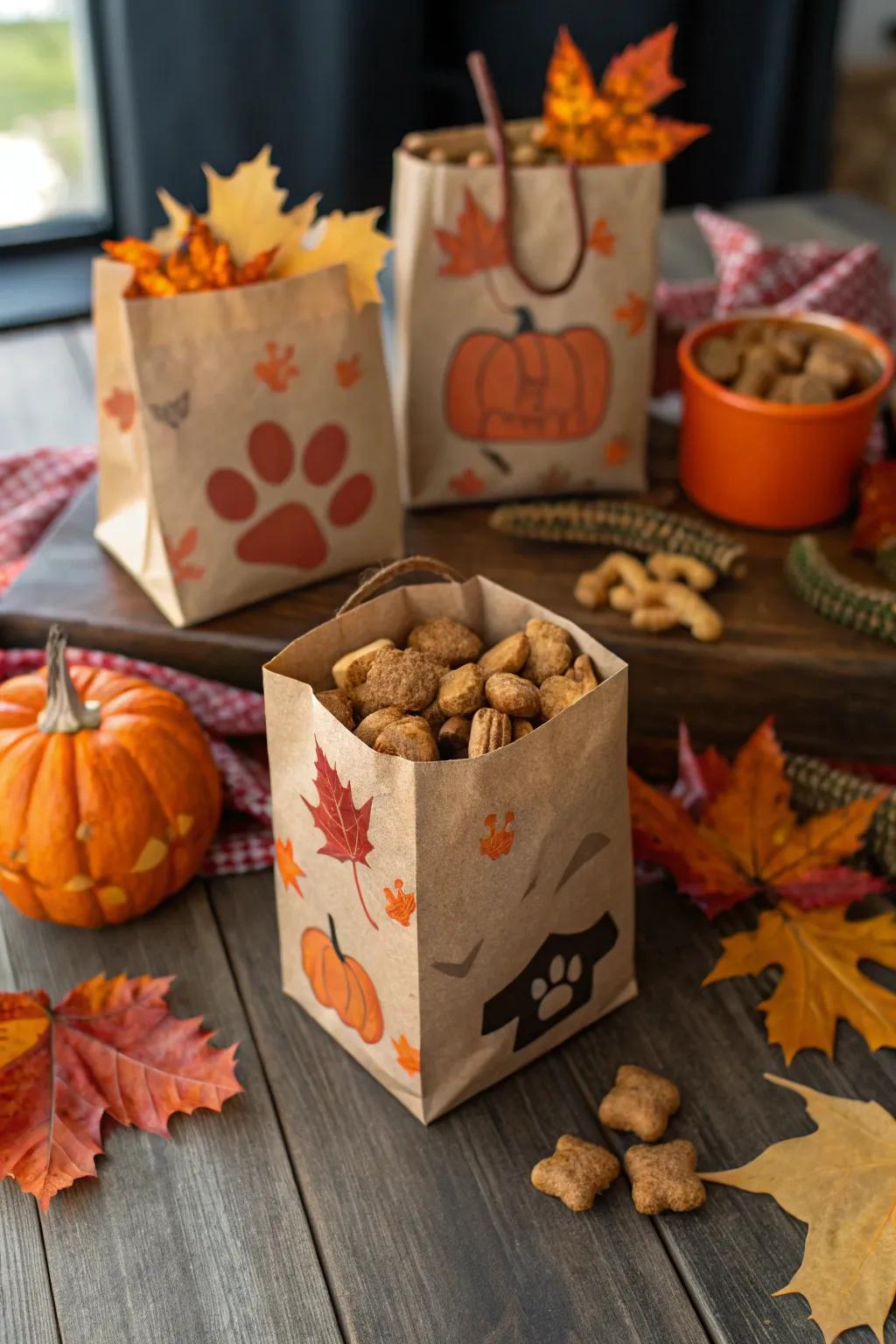 Seasonal surprise parcels showcasing fall-themed goodies.