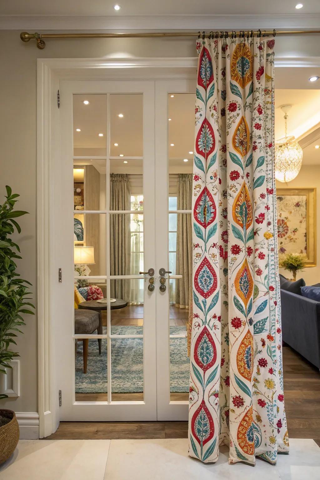 Impart personality with patterned curtains.