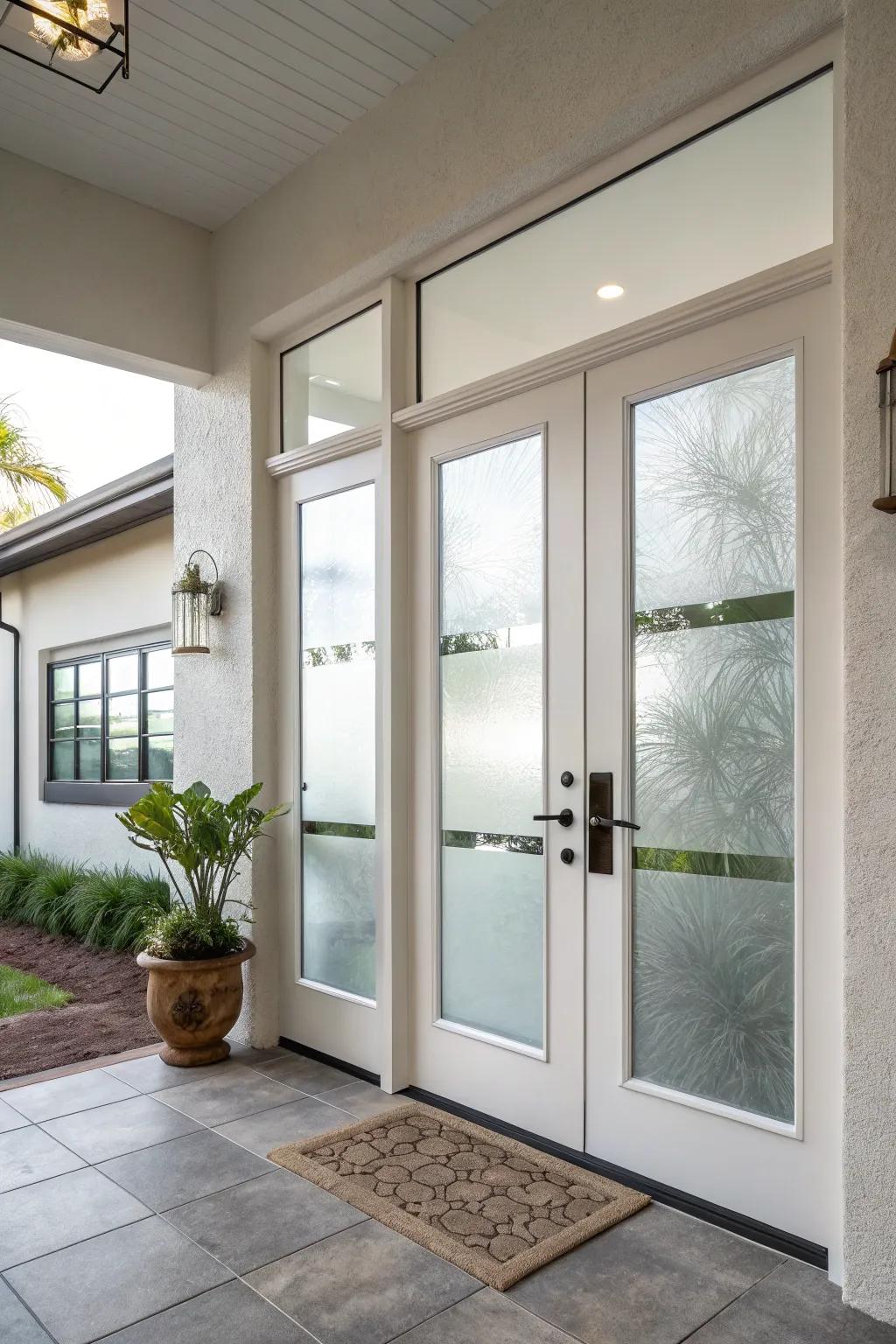 Generate an obscured glass appearance to update your entryway windows with this straightforward DIY venture.