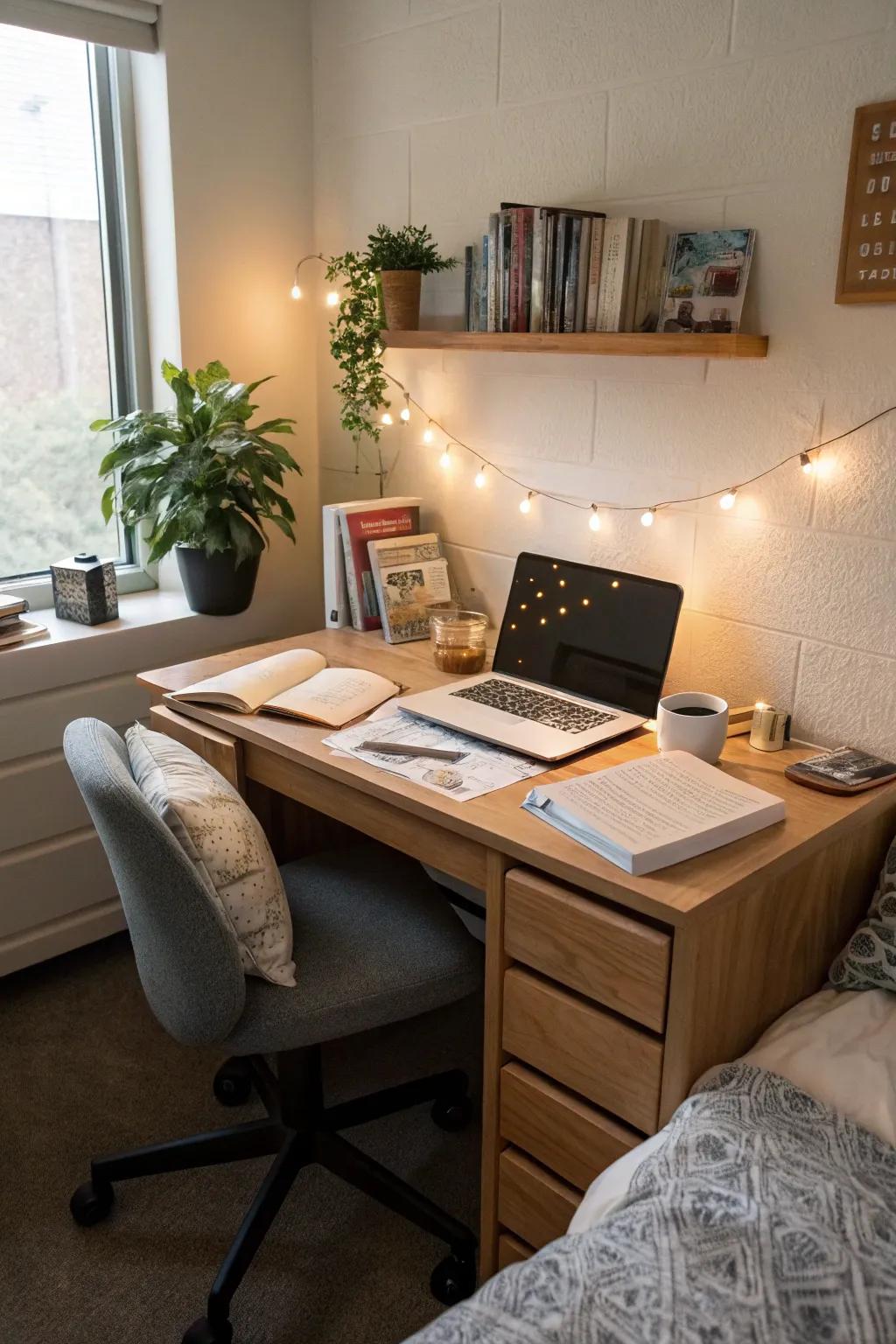 Establish an effective study spot using functional furniture.