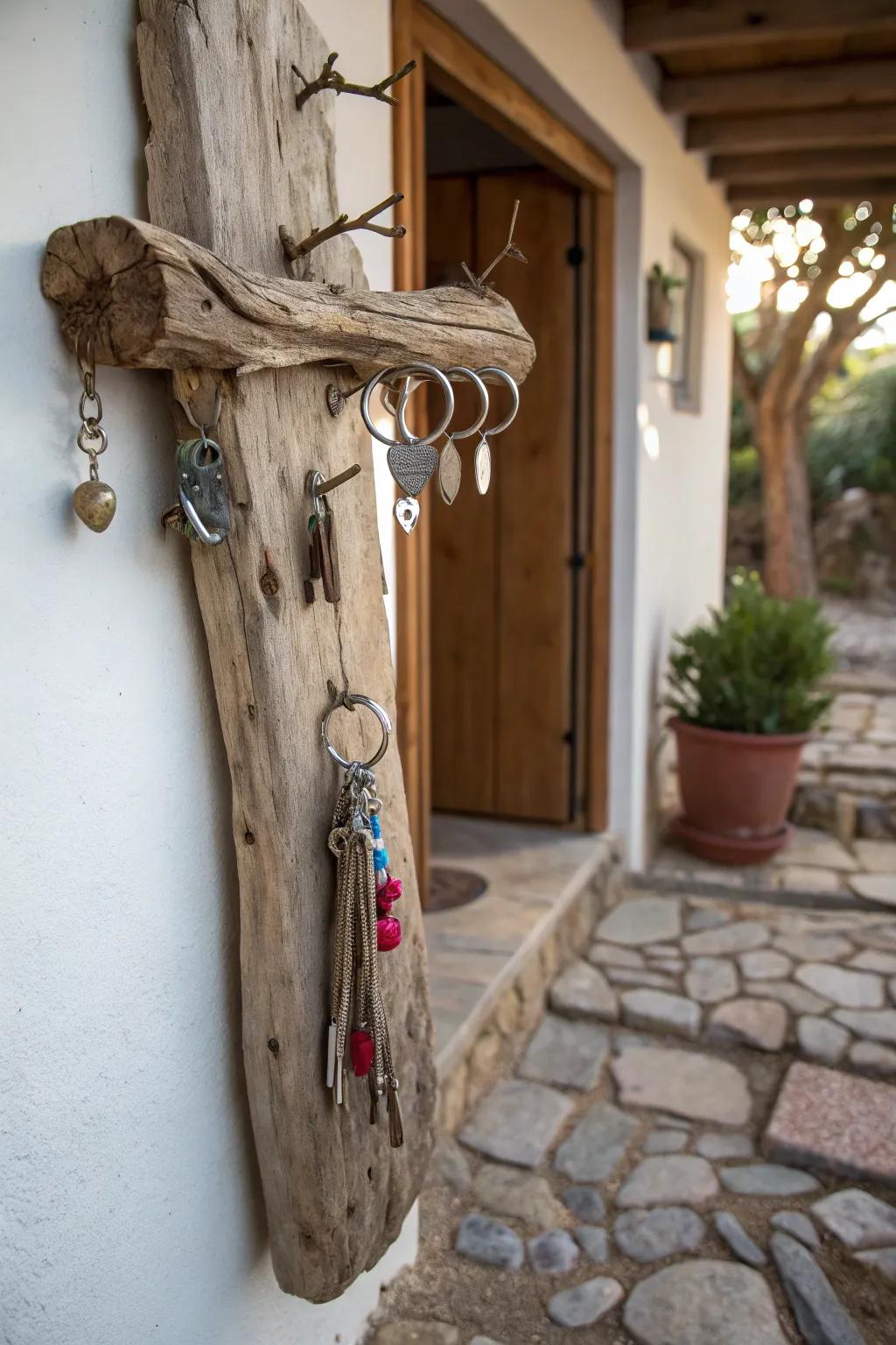 Maintain order with a touch of country-style using driftwood.