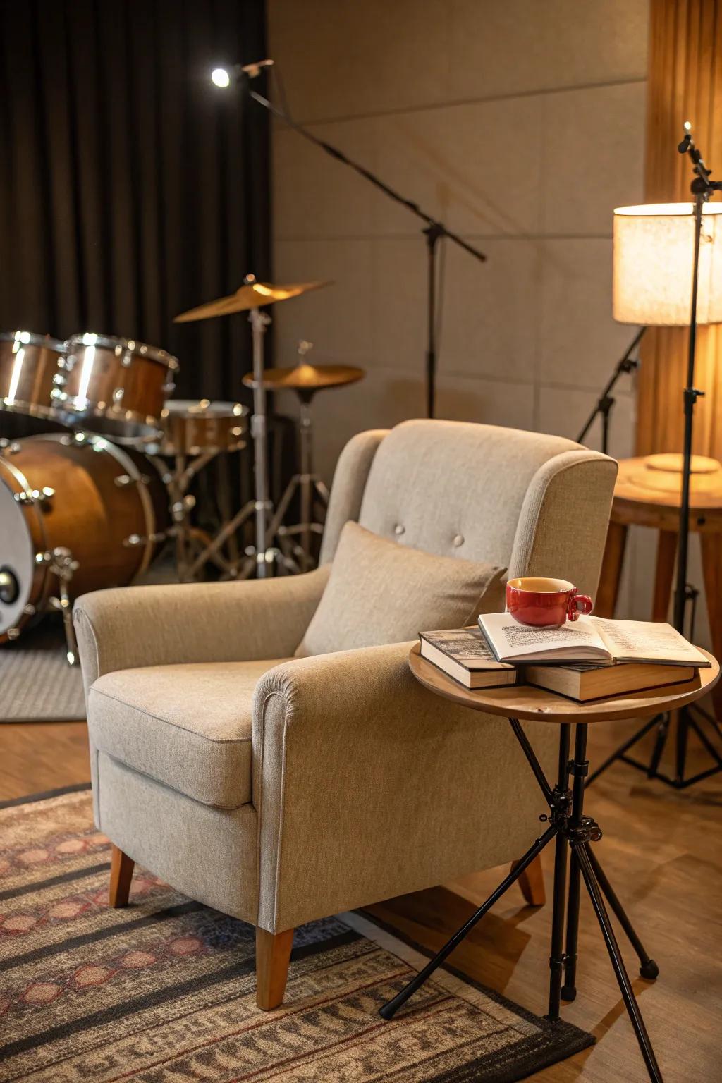 A relaxation spot is the ideal place to refresh between sessions.