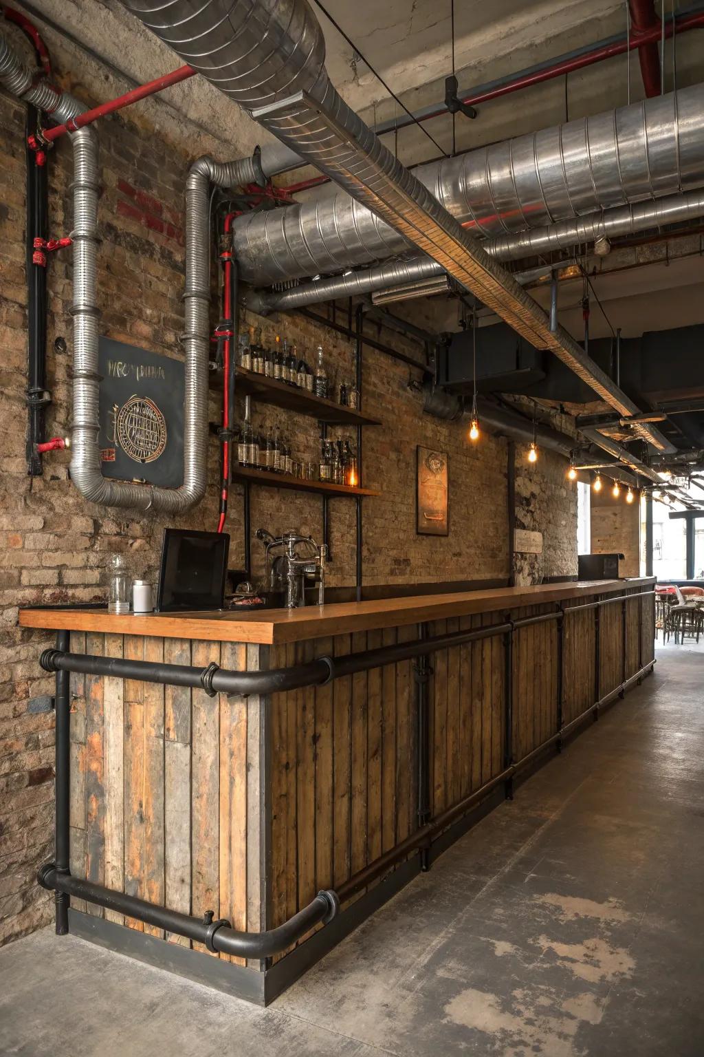 Loft vibe for an audacious home bar assertion.