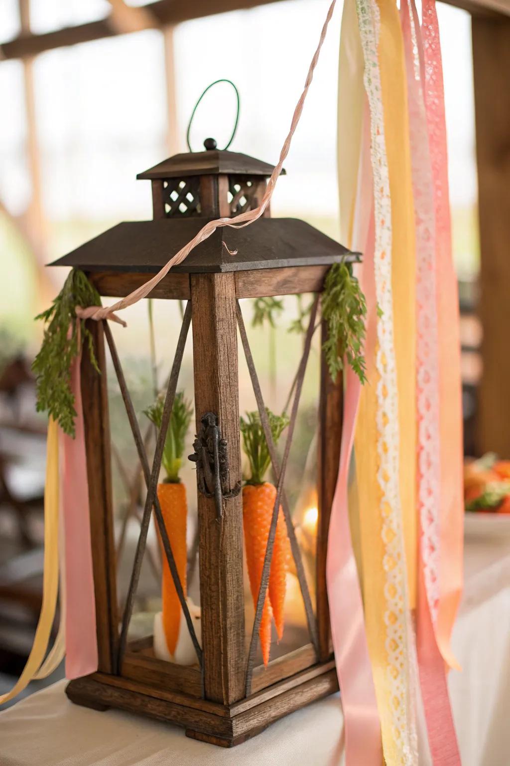 Carrots impart a playful spin to Easter lanterns.