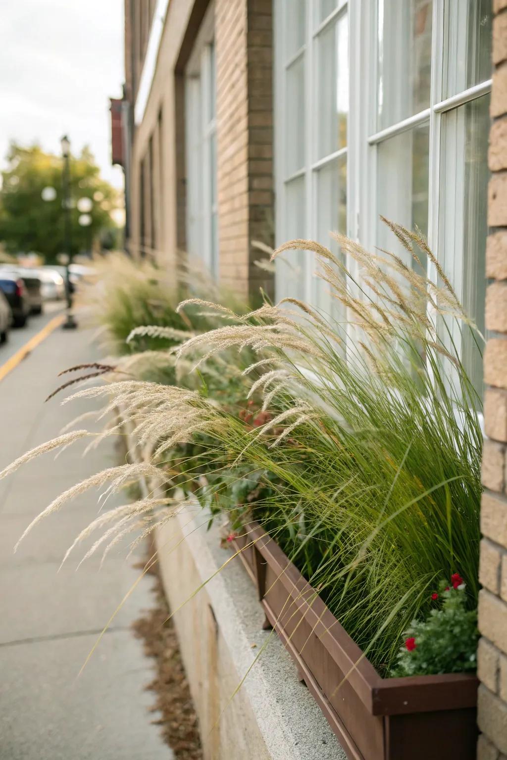 Ornamental grasses bring height and elegance.