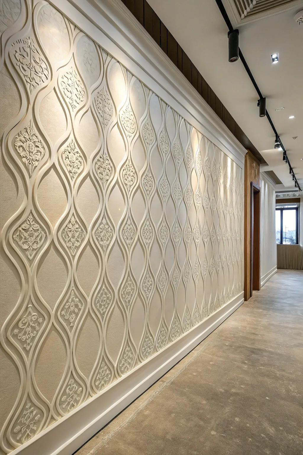Ridged surface imparts character to plain walls.