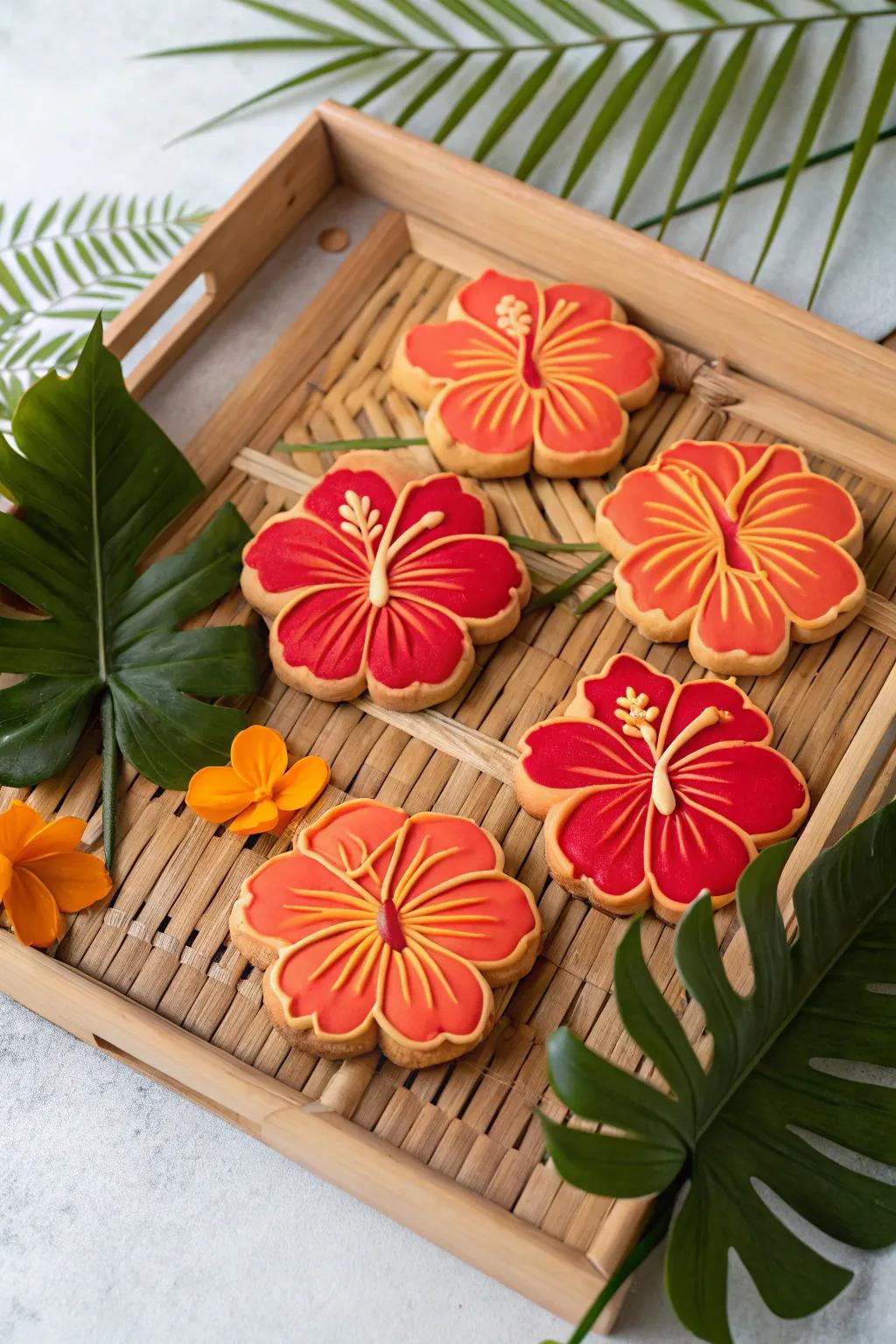 Exotic hibiscus cookies to introduce a vibrant splash of color.