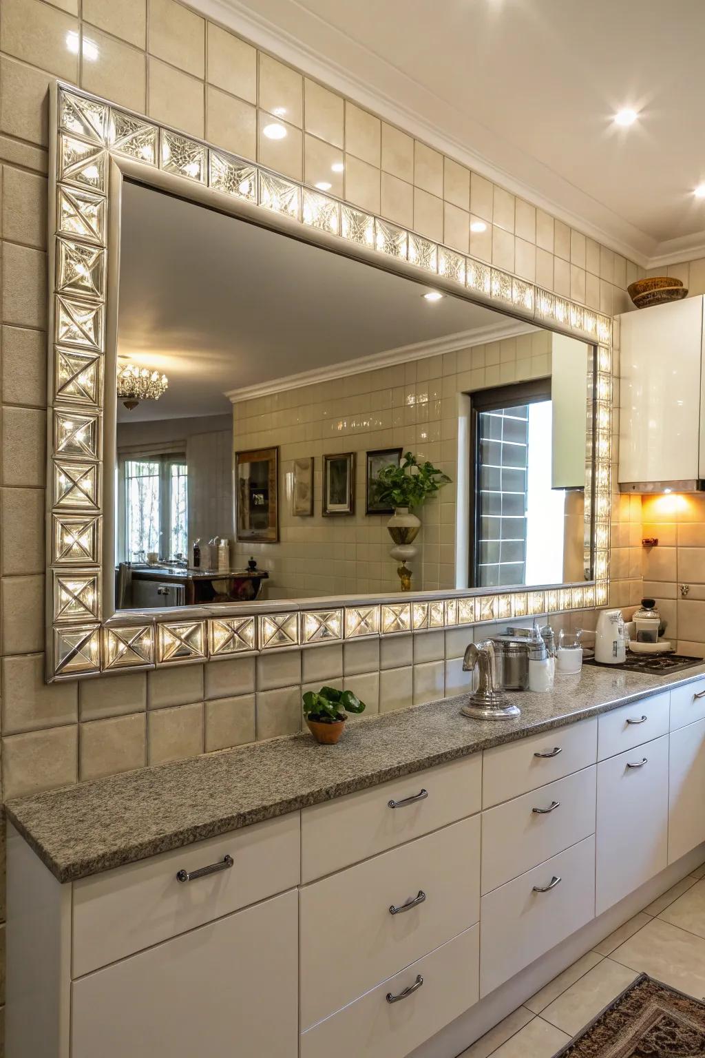 Mirrors bring more light and depth into a kitchen.
