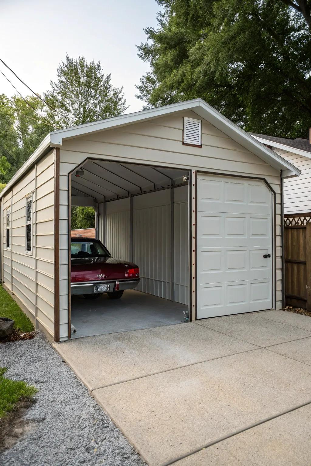 Turn your carport into a secure, garage-style enclosure.