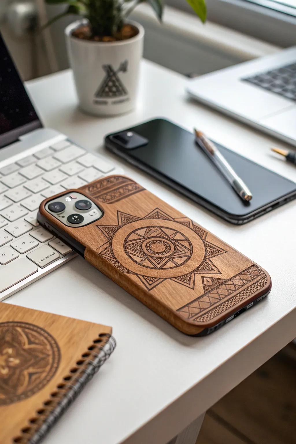 A custom engraved mobile device protector blends functionality with personal style.