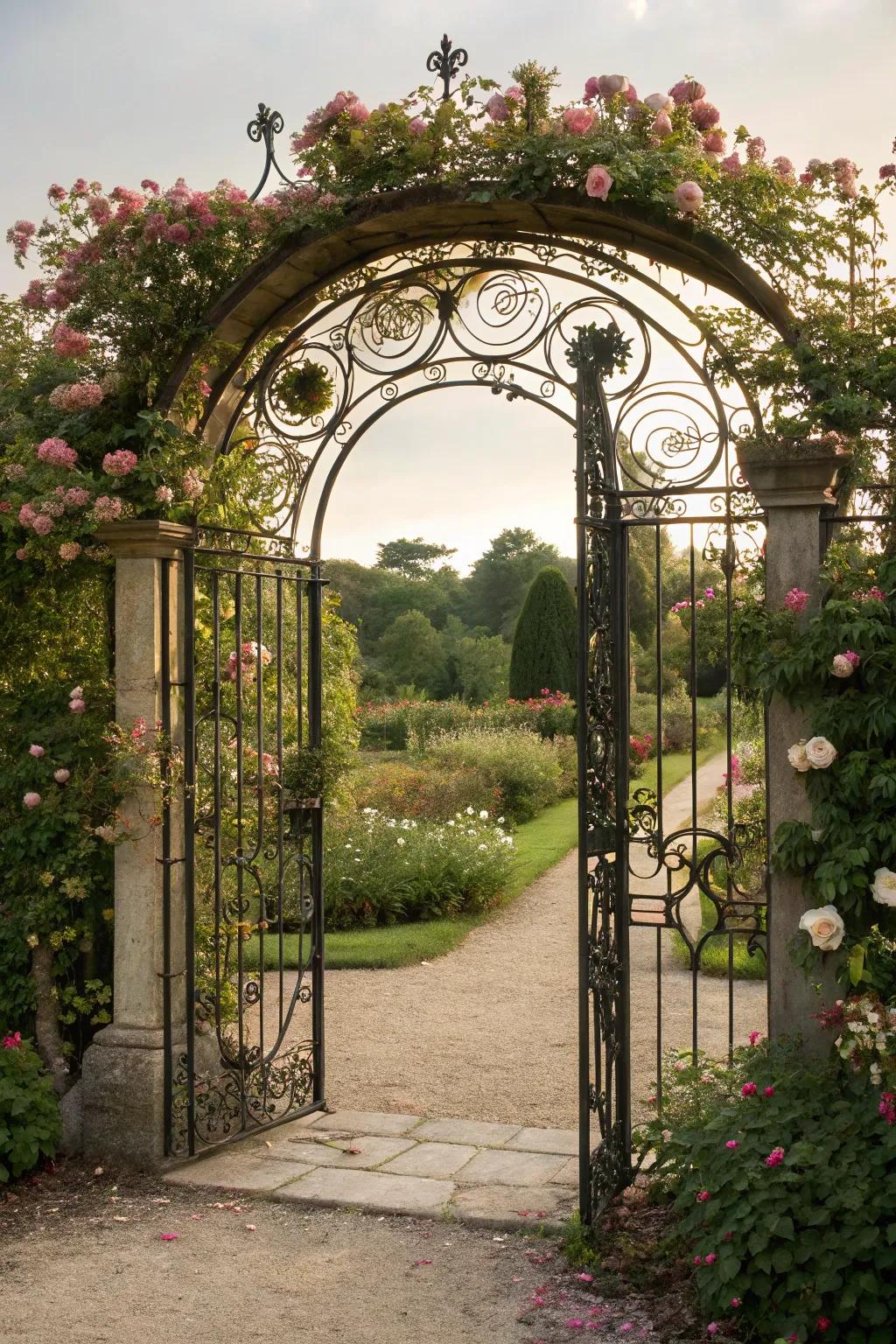 Elegance portrayed by a beautiful, curved gate.