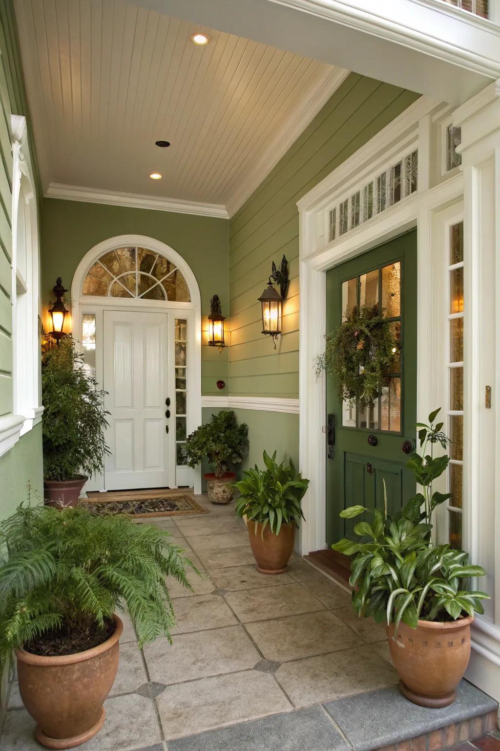 Introduce nature indoors using soothing sage green.