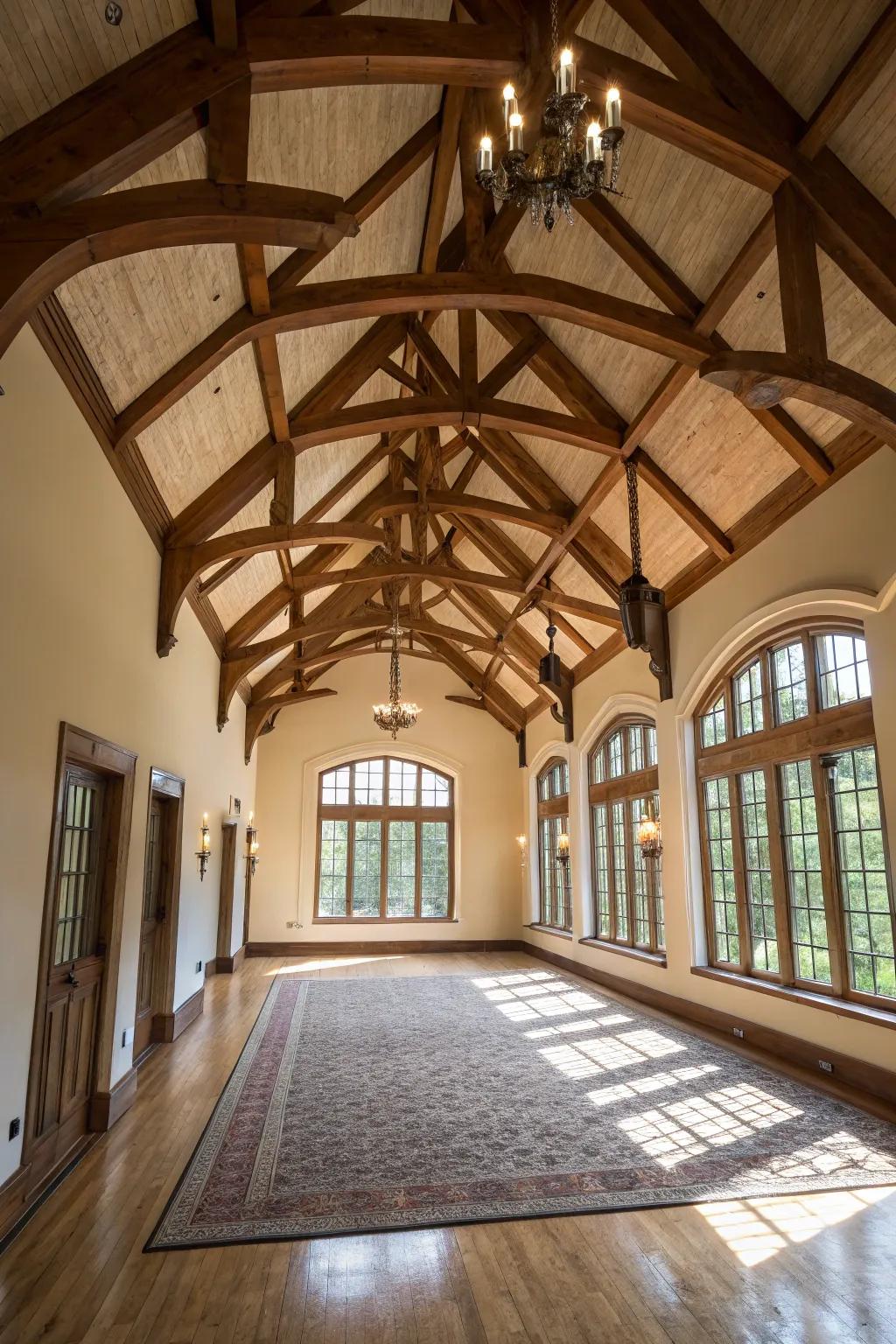 The combination of vaulted ceilings and exposed beams.