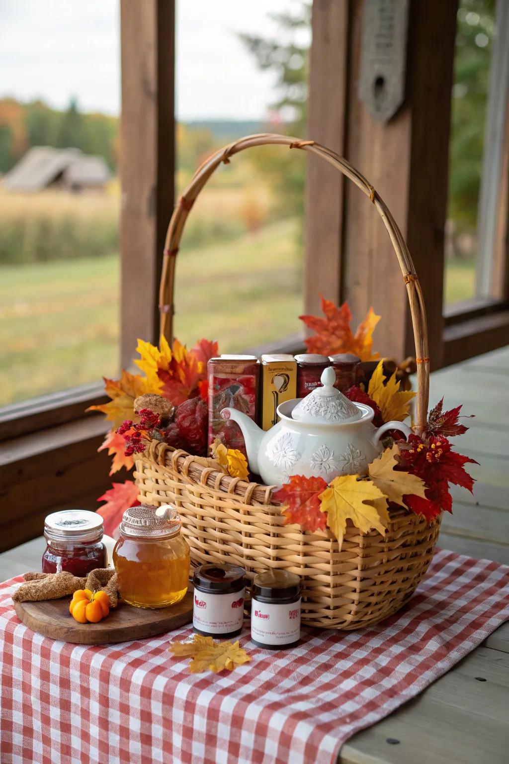 An enjoyable tea gathering enhanced with autumnal touches.