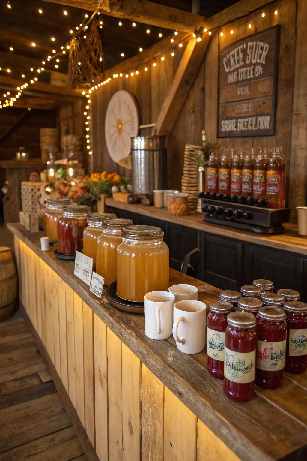 A cozy essence of apple sampling point, ideal for fall