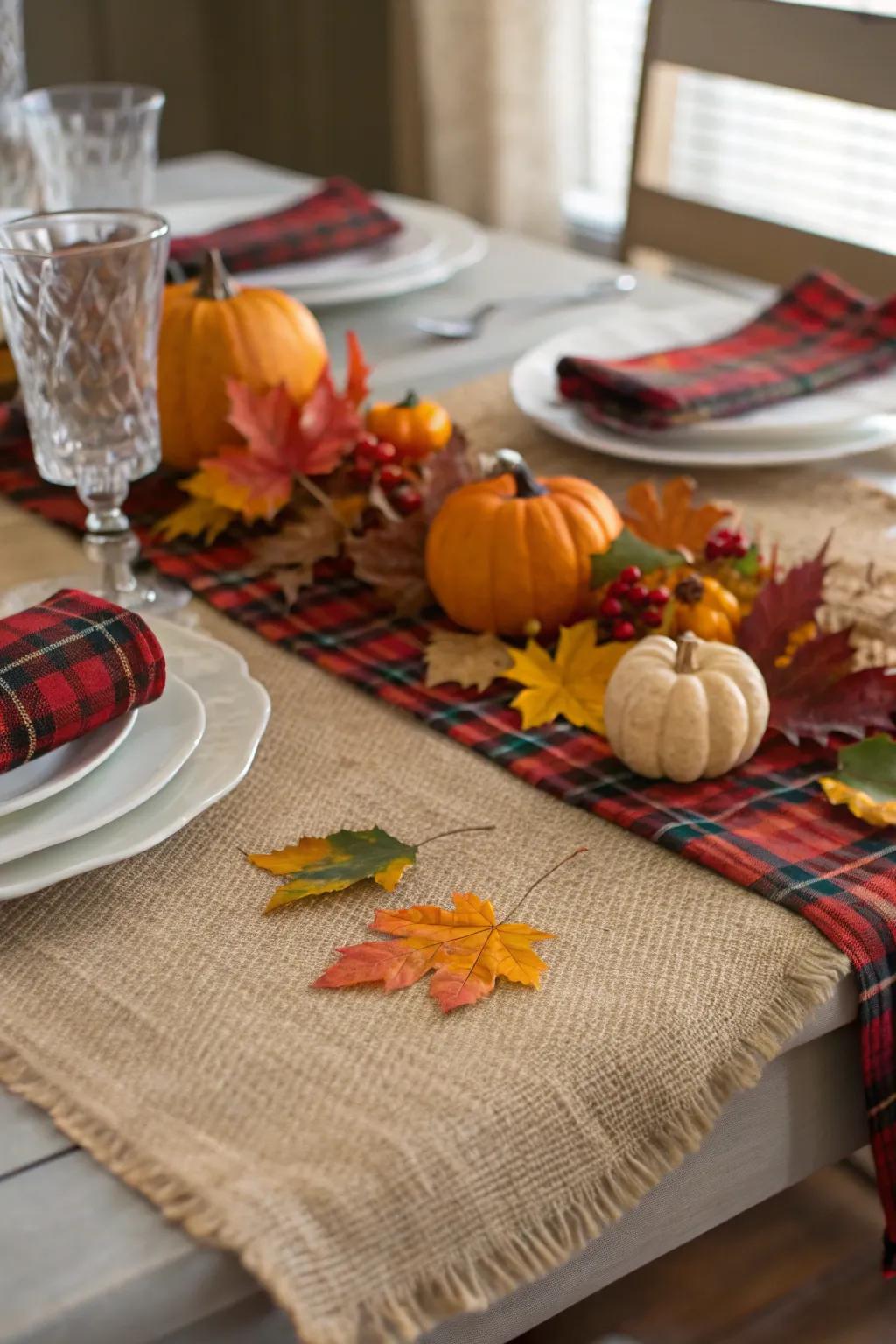 Textured linens bring warmth and appeal to fall table settings.