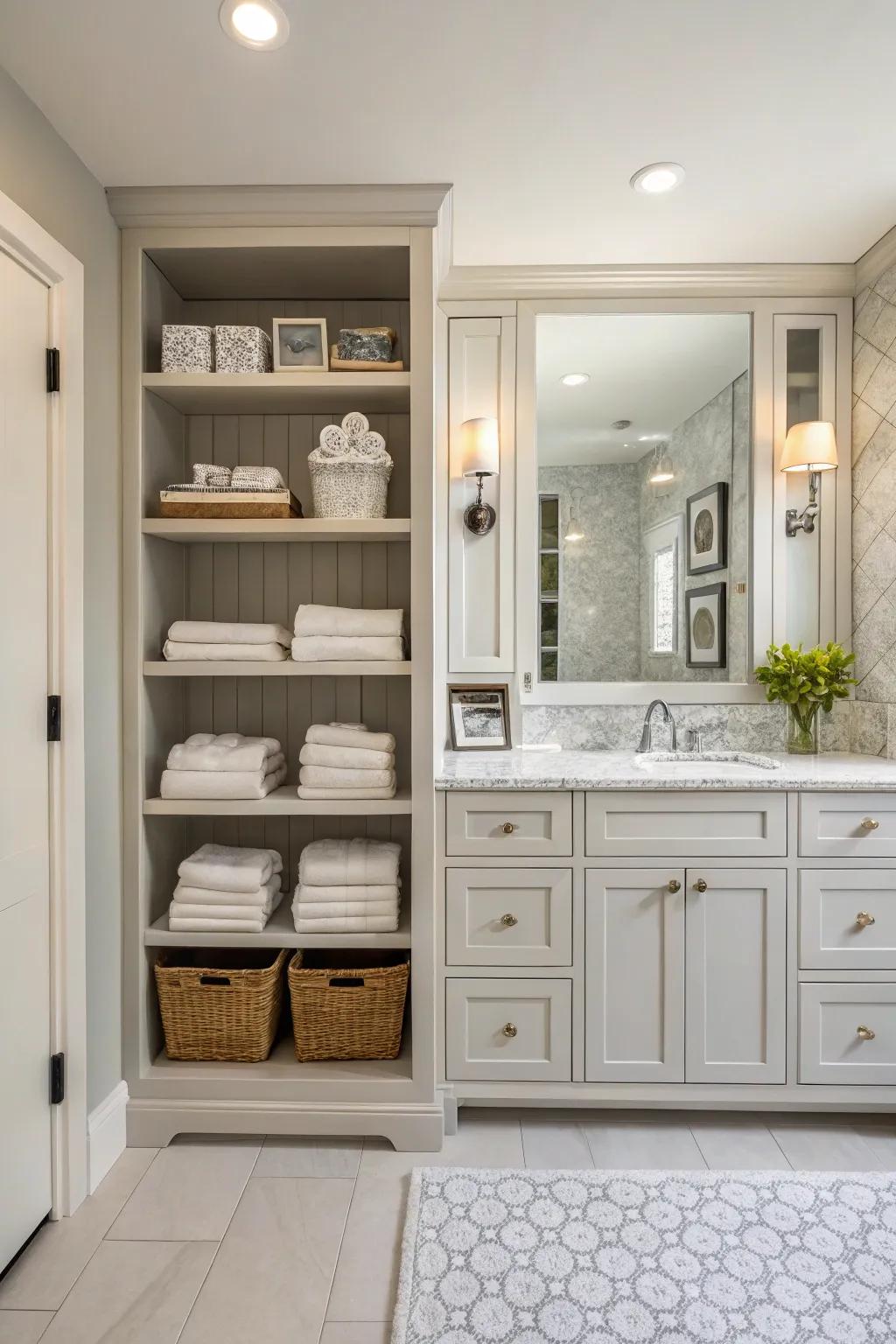 A bathroom where everything is in its place.