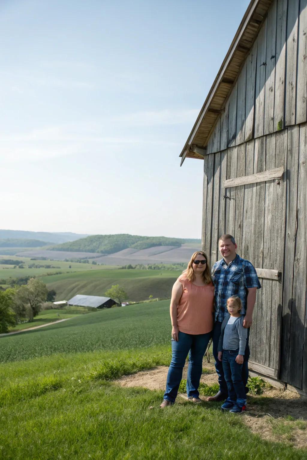 Embrace countryside allure by using a barn as your backdrop.