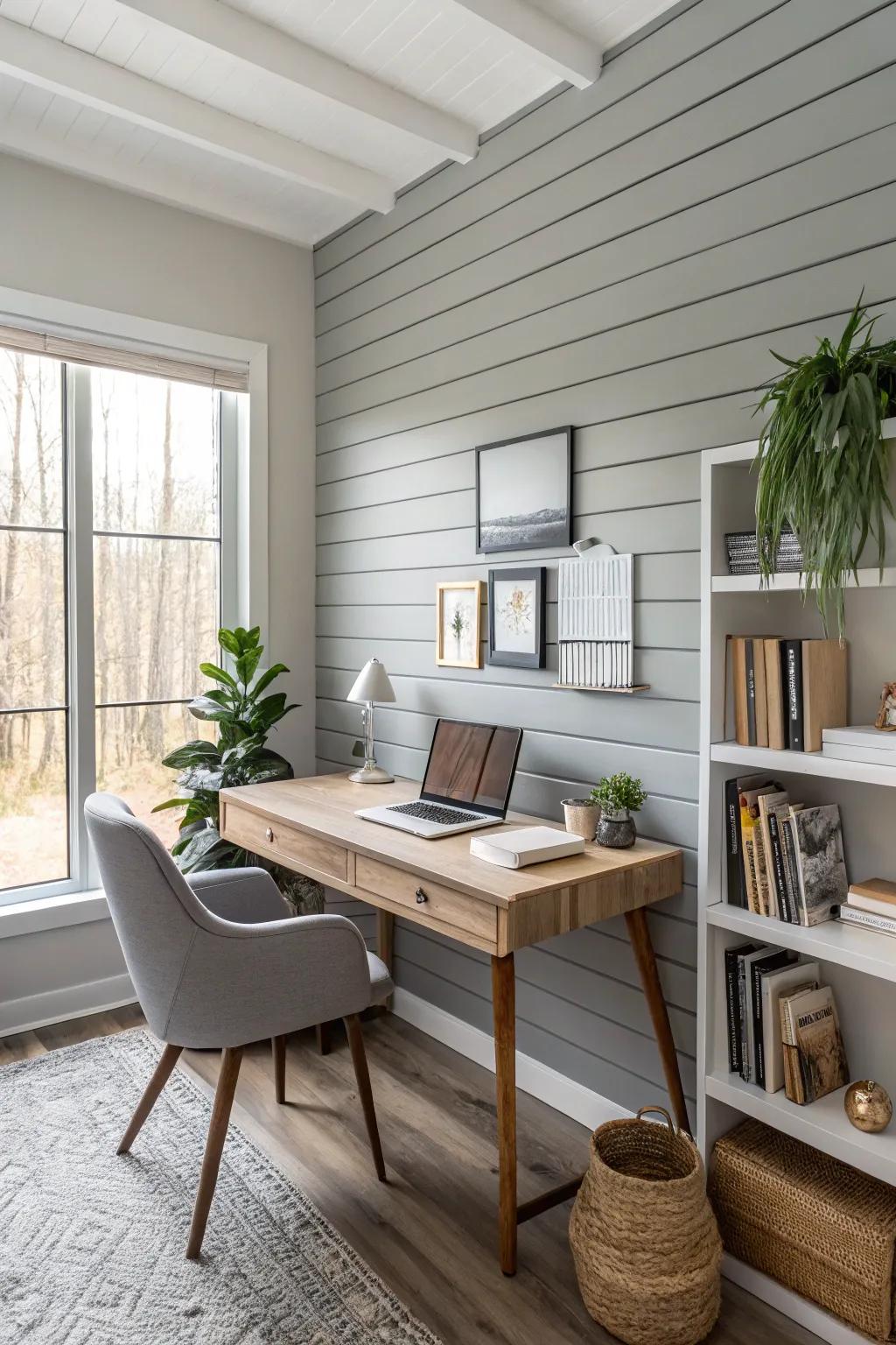 Painted timber slats deliver a modern farmhouse visual.