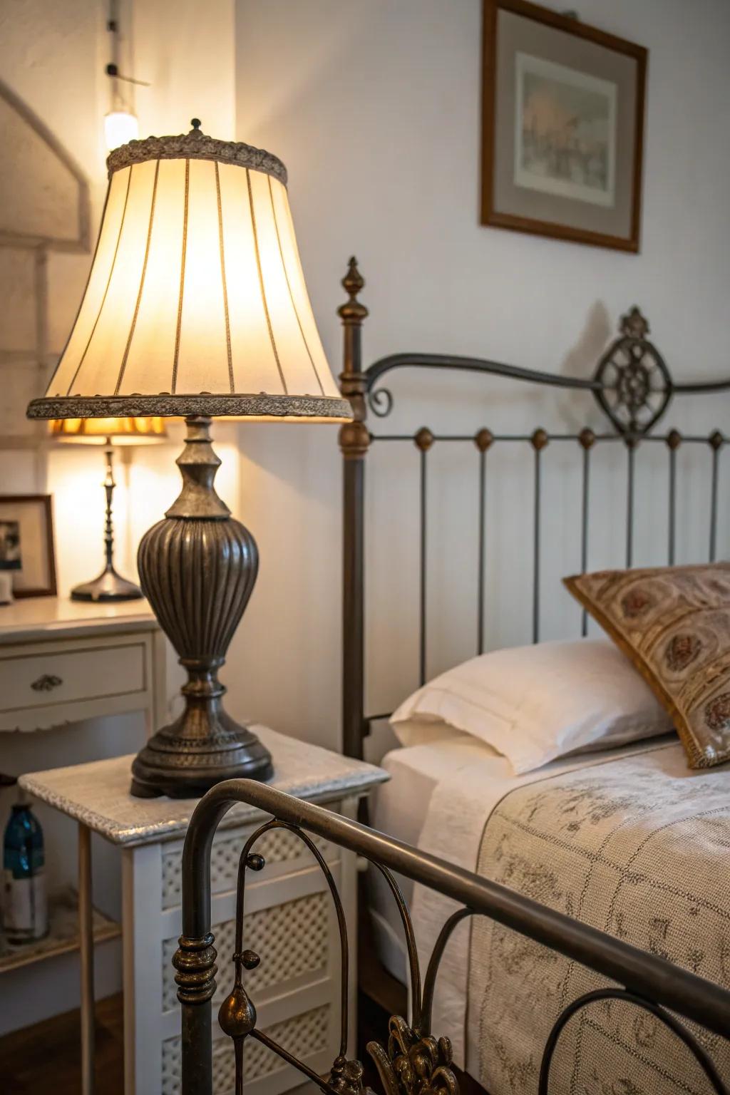 A mix of vintage and industrial accents adds character.