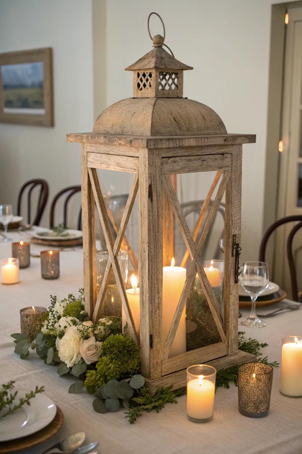 A lantern can function as an arresting table showpiece.